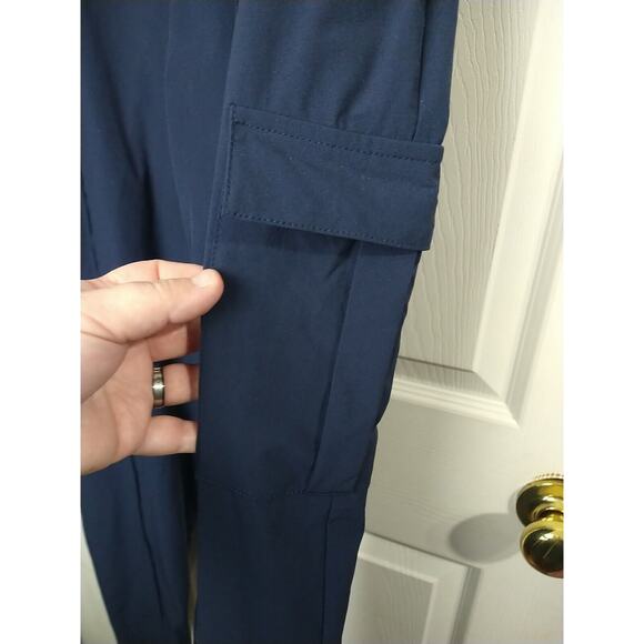Boohoo Men's L Pants Technical Slim Fit Stretch Cargo Blue - Picture 4 of 10